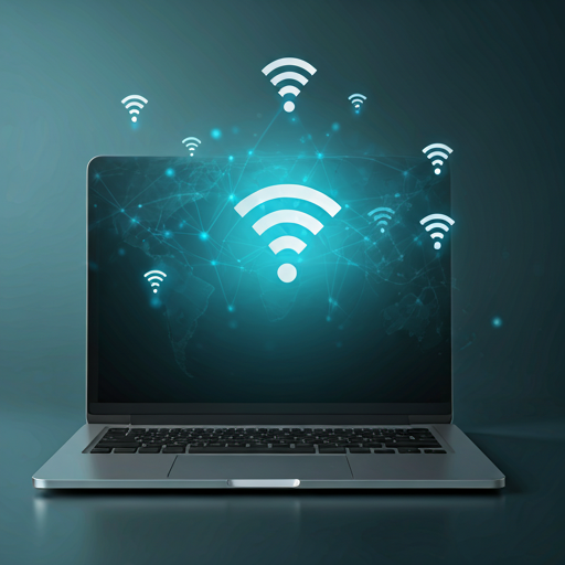 modern home interior with high tech devices seamlessly connected to a fast wifi network